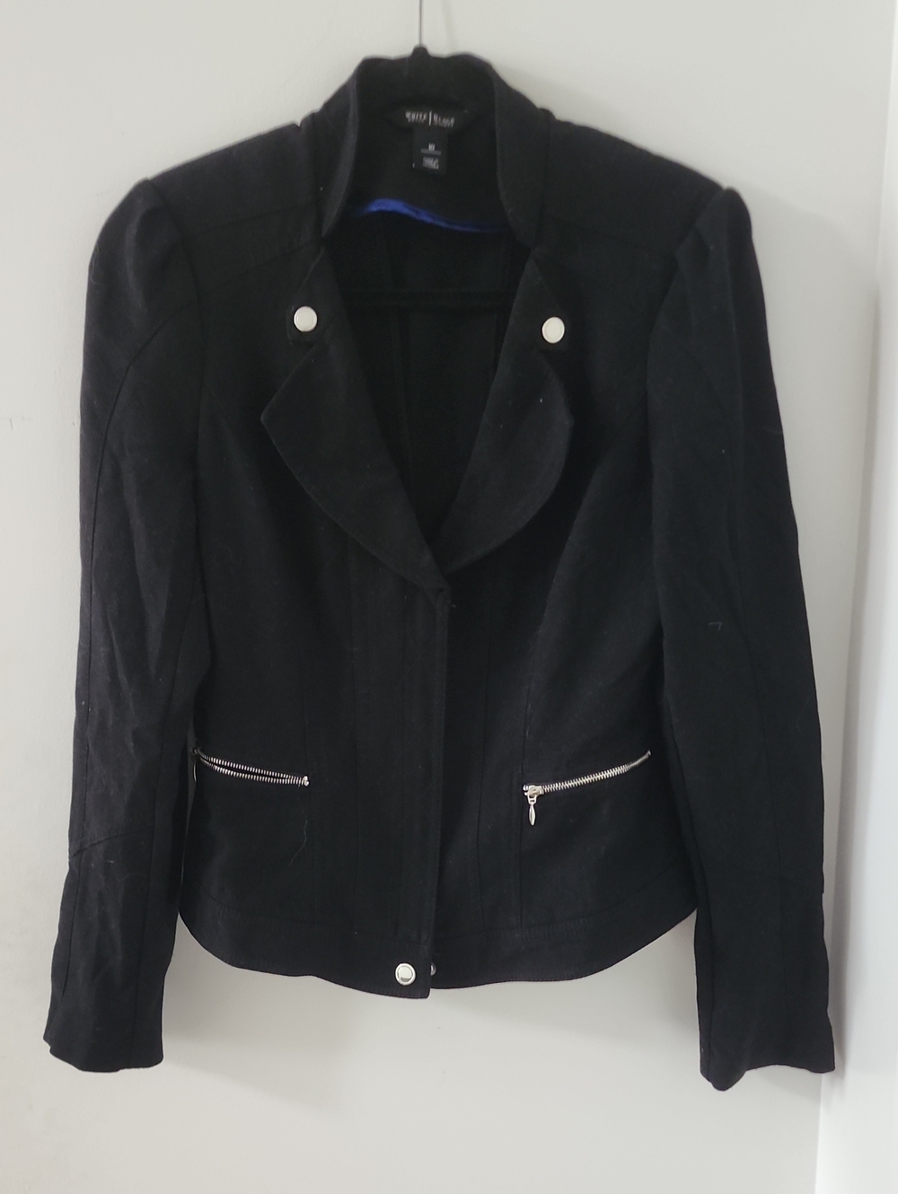 White House Black Market Black Tailored Zip-Pocket Blazer